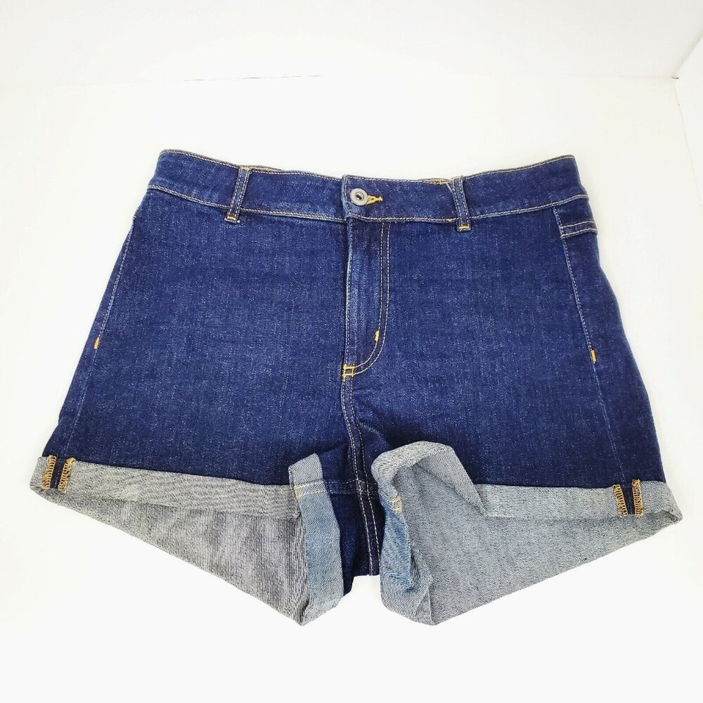 H&M Divided Womens Denim Blue Jean Shorts Cuffed Size 8